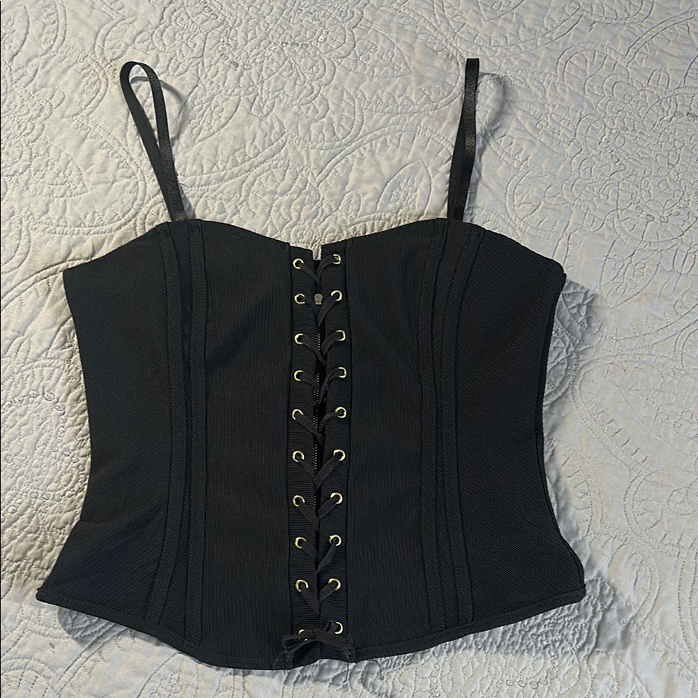 Love J Black Fitted Bustier Bodysuit